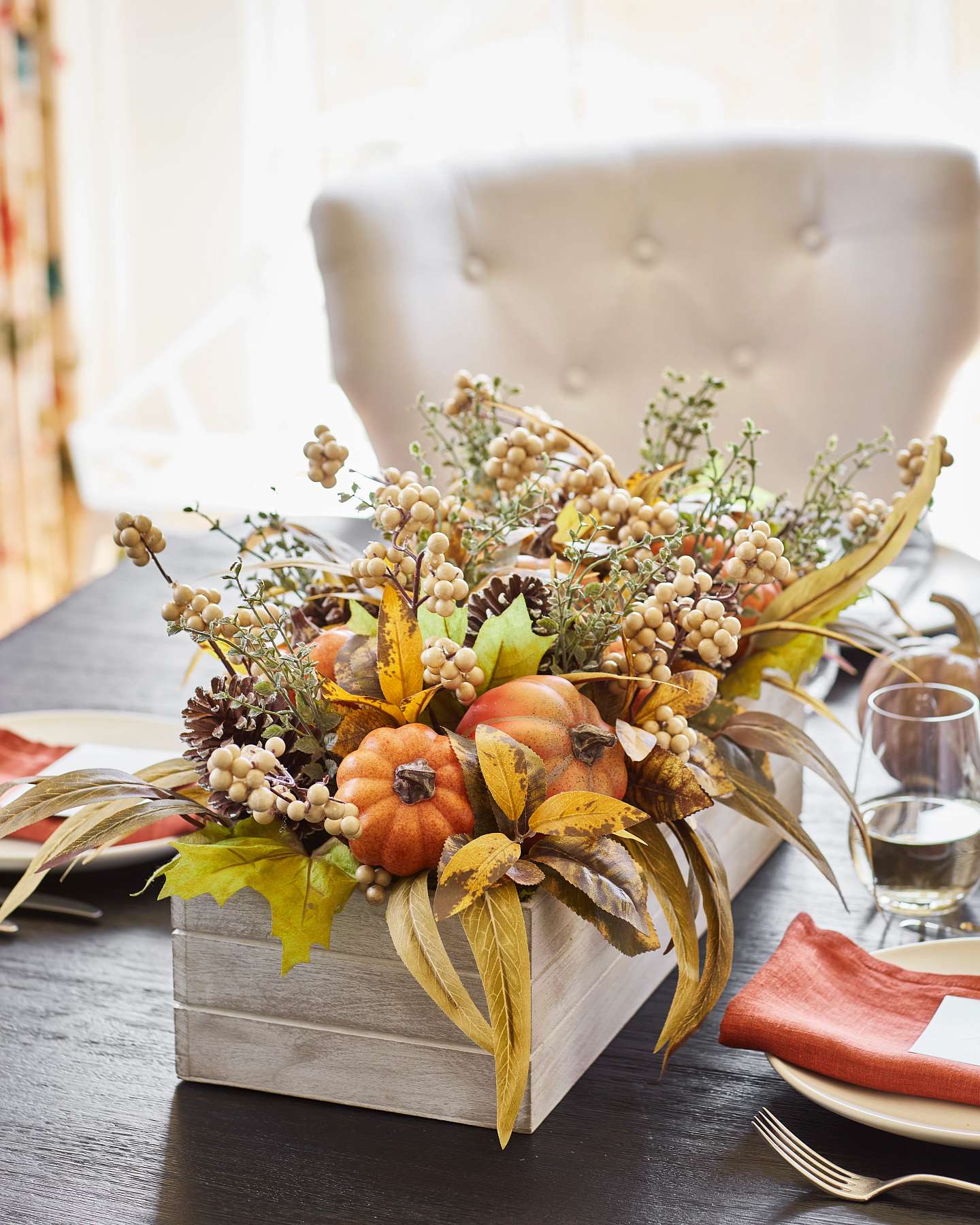 Balsam Hill Autumn Abundance Artificial Flower Arrangement Unlit Table Display