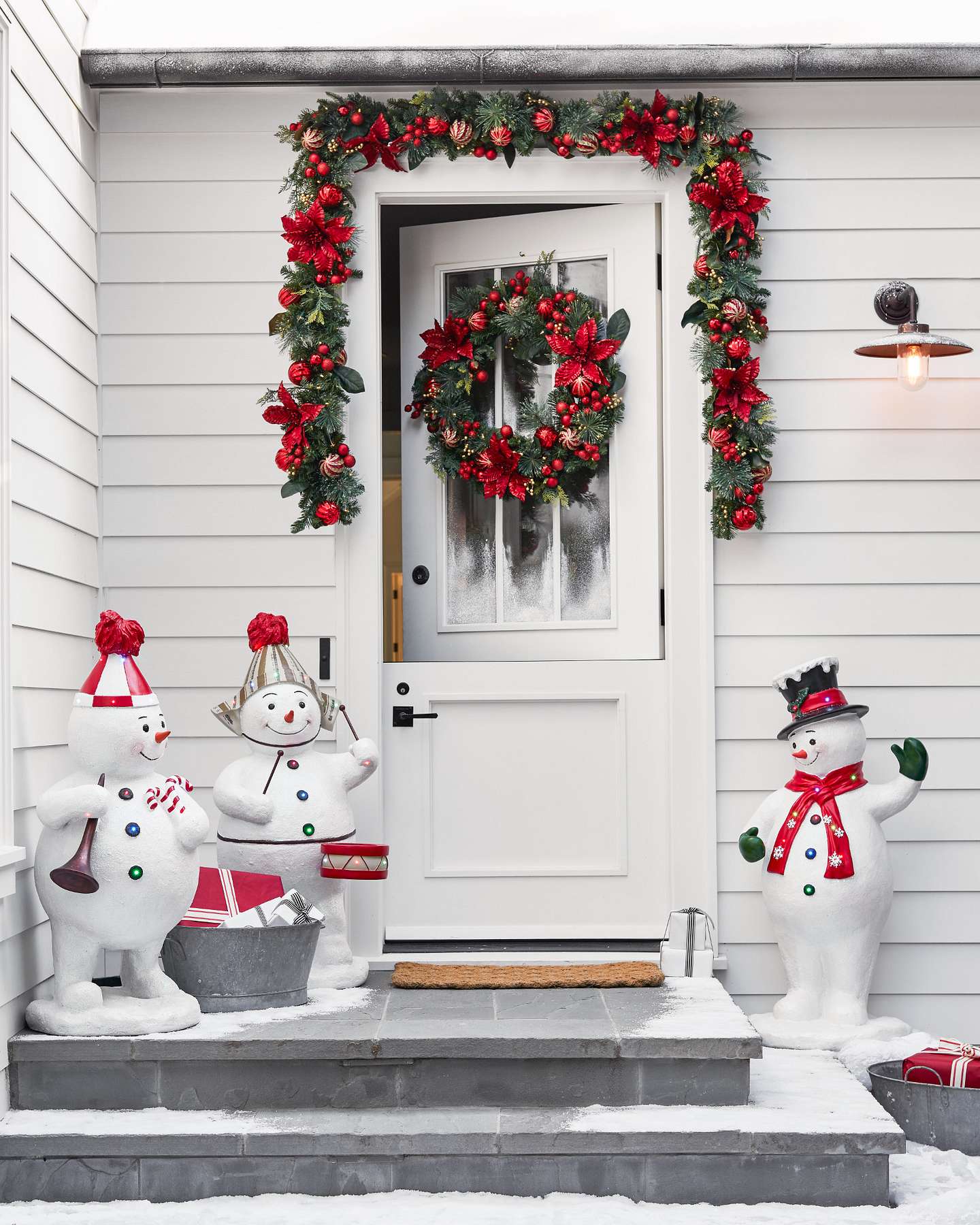 Balsam Hill Outdoor Festive Poinsettia Artificial Christmas Foliage Home Setting