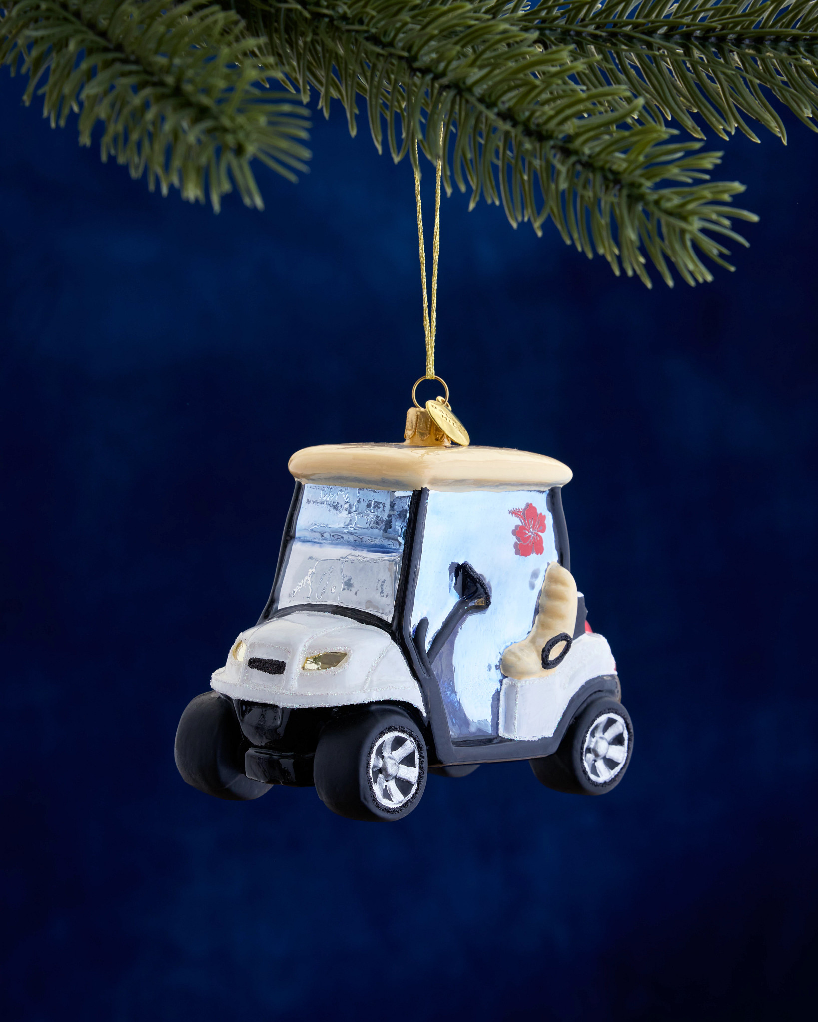 Balsam Hill Studio Maui Beige Golf Cart Ornament