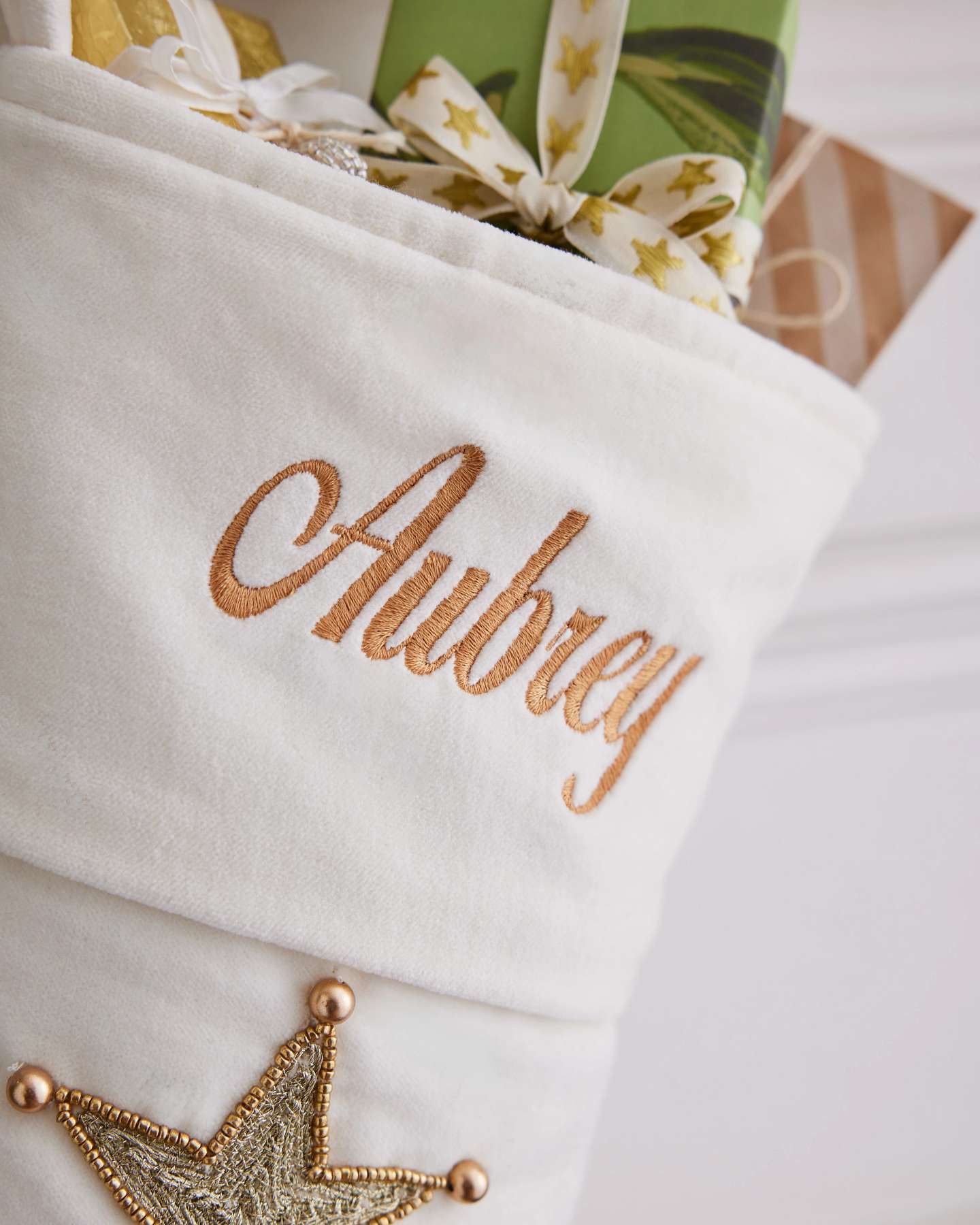 Velvet Embroidered Tree Christmas Stocking