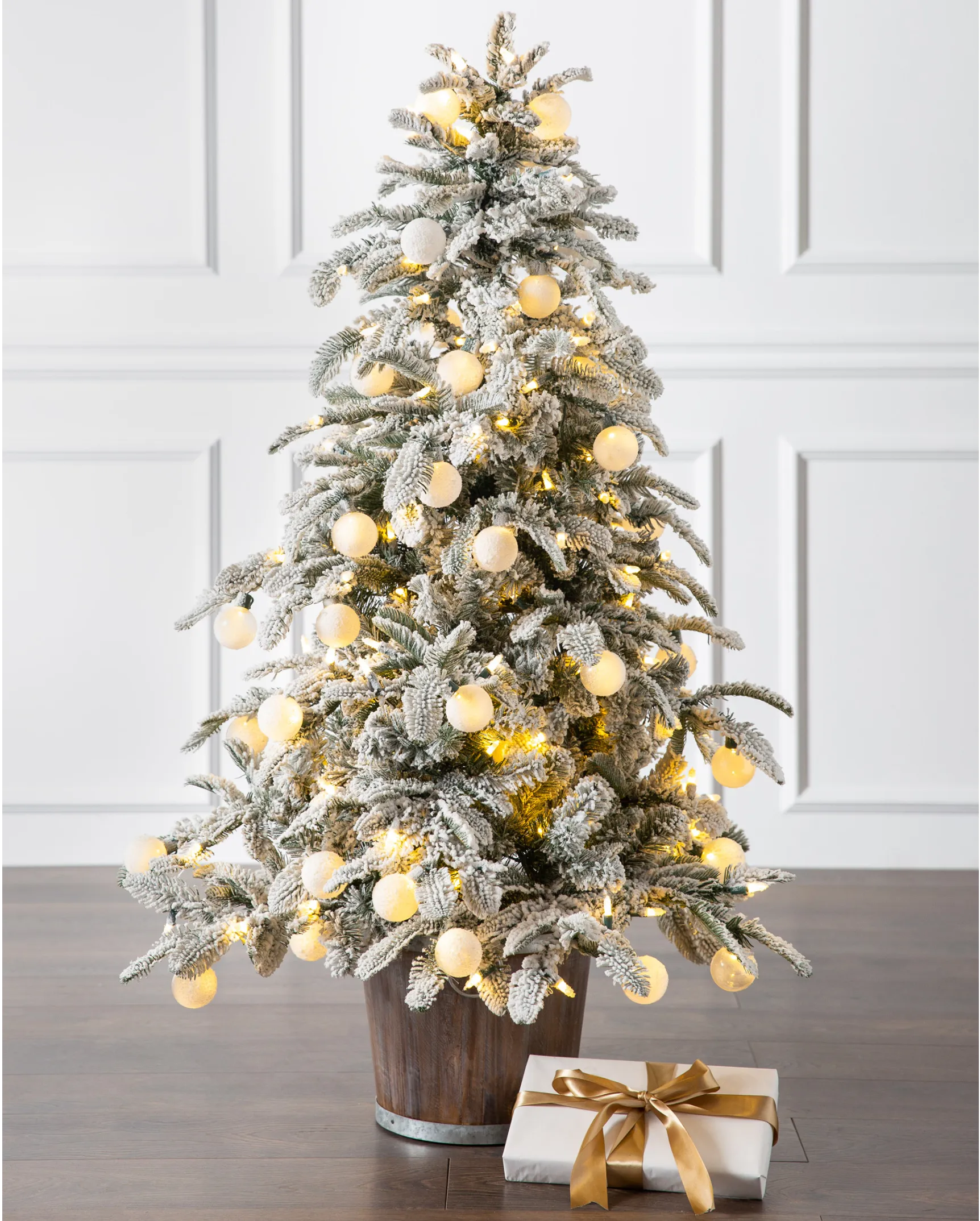 Christmas 36 H White Realistic Artificial Pine Flocked/Frosted Christmas  Tree