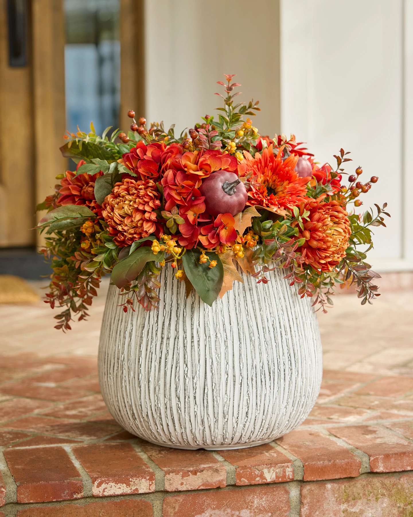 Balsam Hill Pumpkin Floral Potted Artificial Fall Flowers Full View