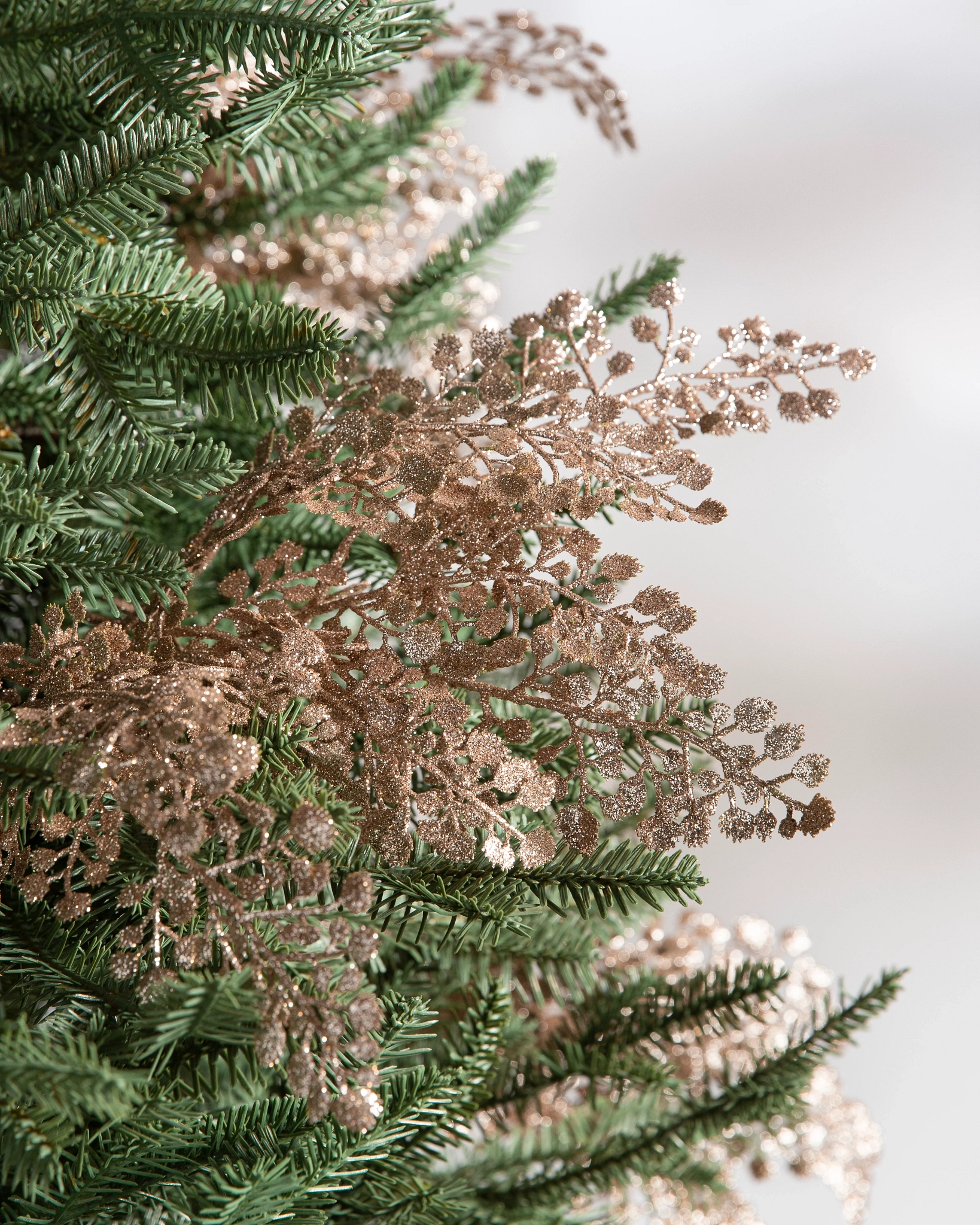 Champagne Glittered Maidenhair Fern Christmas Tree Picks Balsam Hill