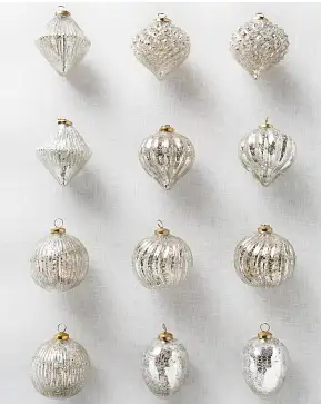 Silver BH Essentials Mercury Glass Ornament Set Silver BH Essentials Mercury Glass Ornament Set