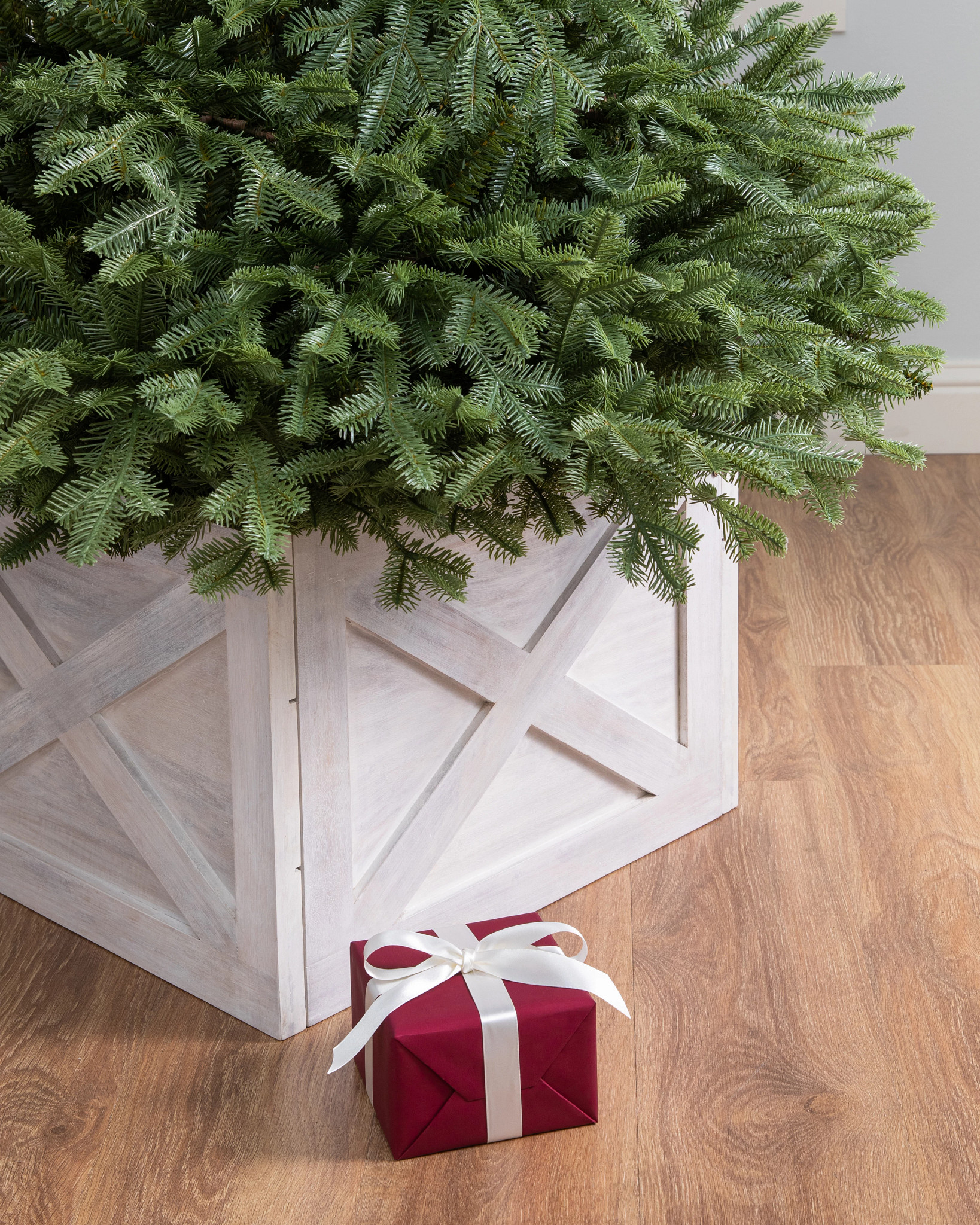 White Wooden Crate Tree Collar