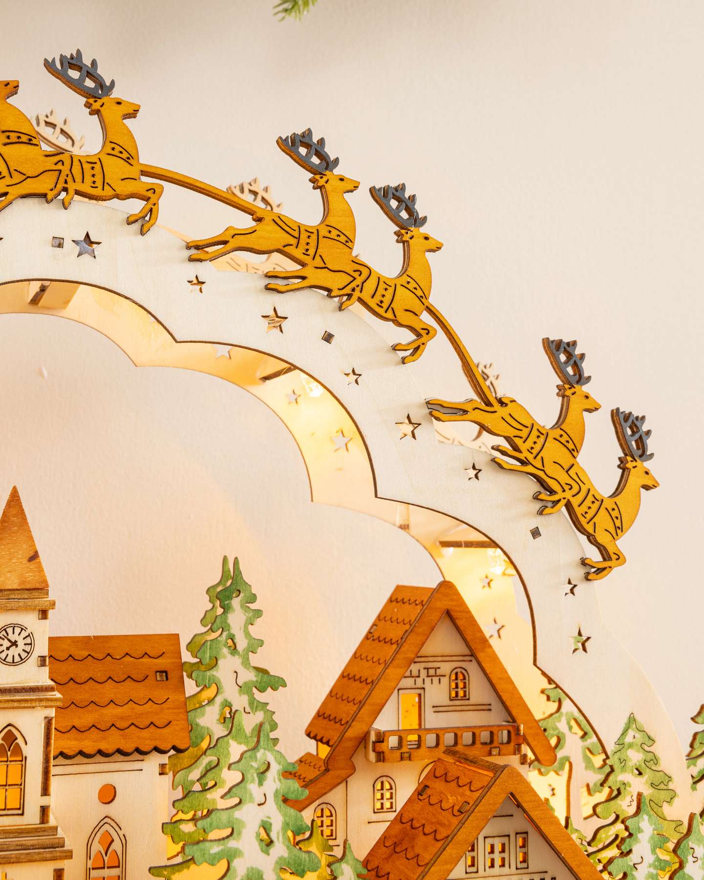 Balsam Hill Lit Wooden Santa Express Village Advent Calendar with Holiday Charm