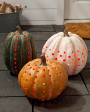 Assorted artificial pumpkins with LED lights
