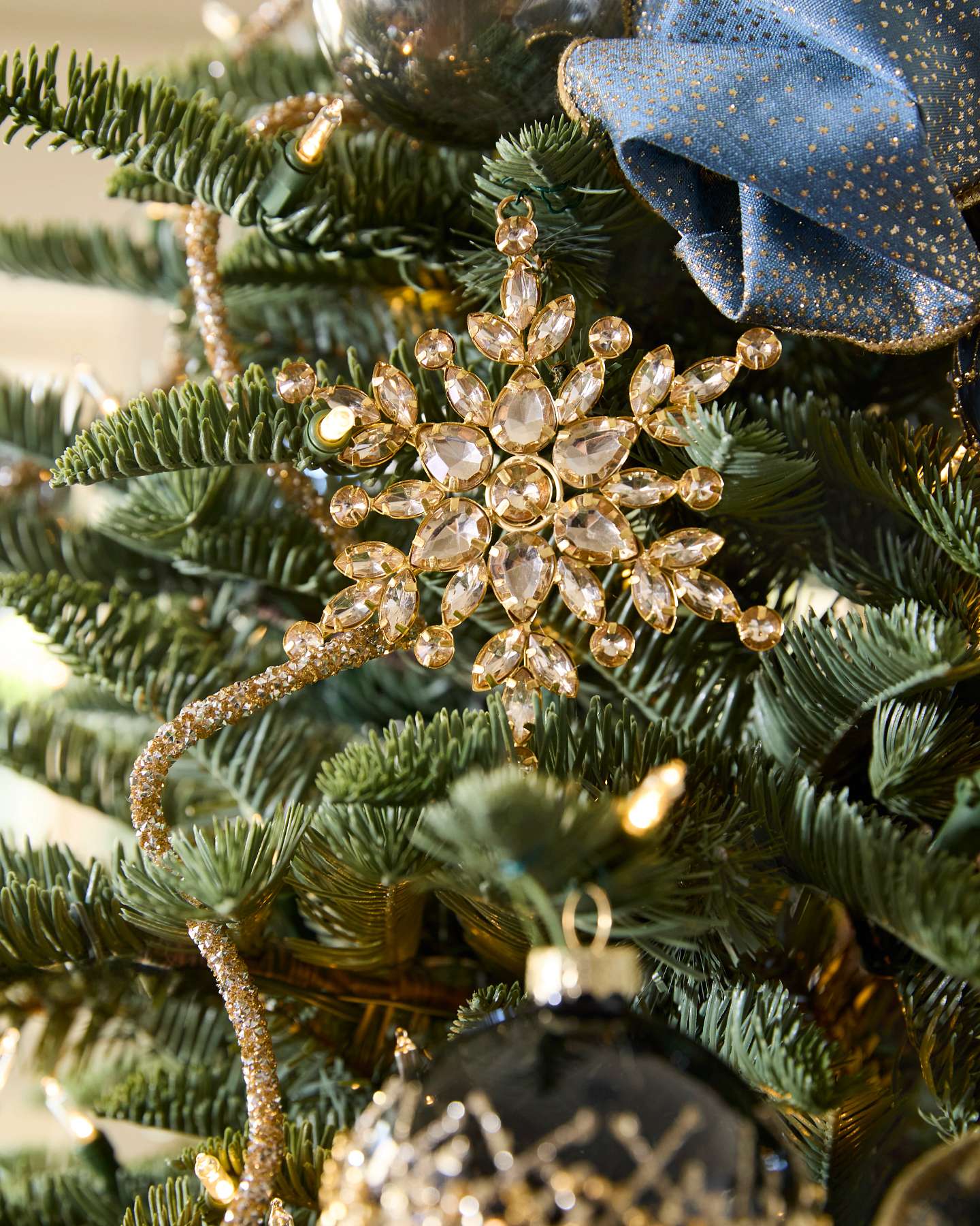 Gold Rhinestone Snowflake Ornament Set
