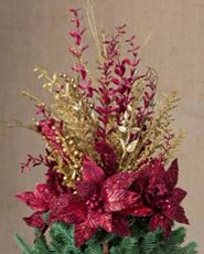 Red and Gold Christmas Bouquet Tree Topper