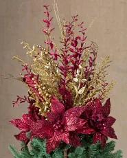 Red and gold bouquet Christmas tree topper