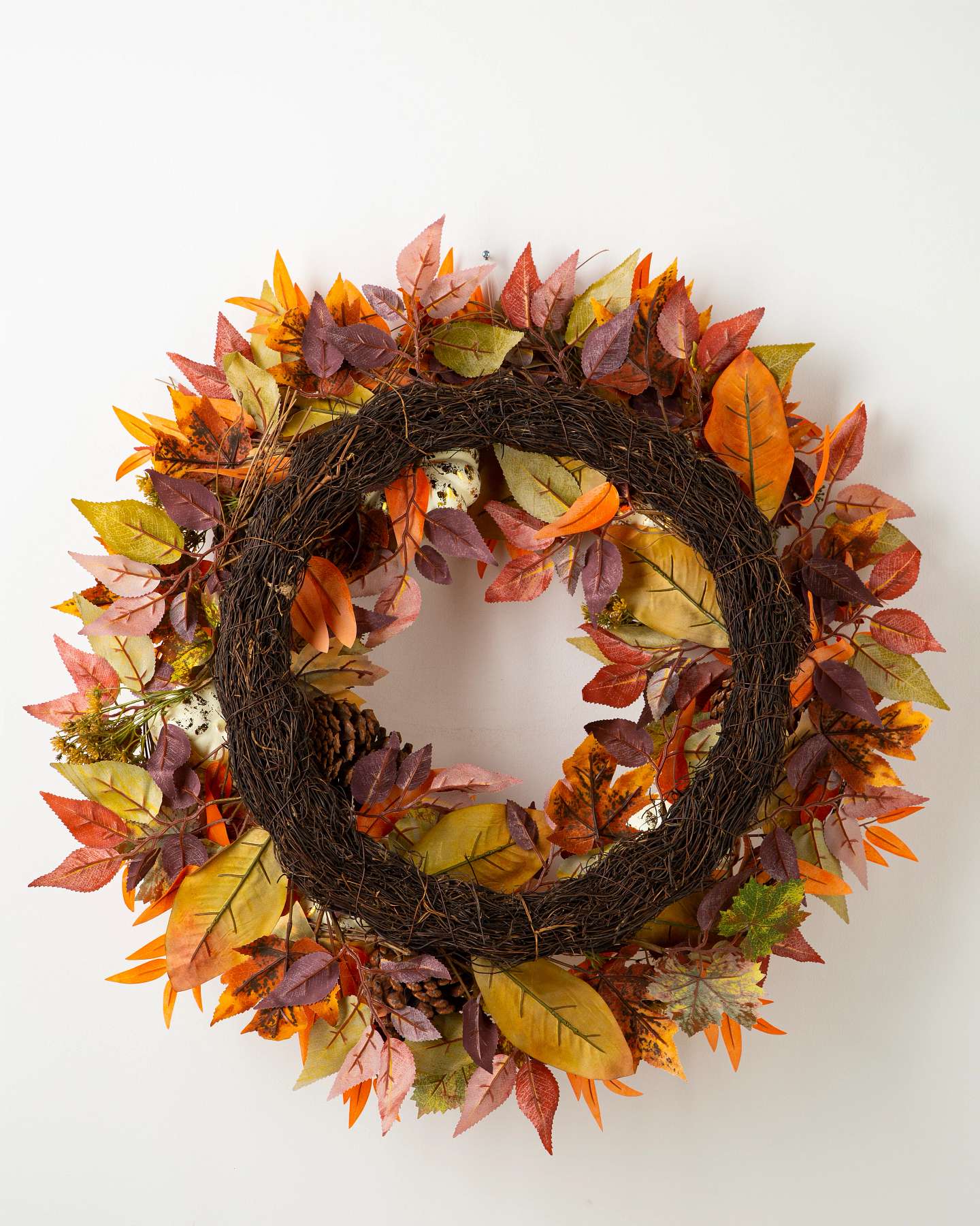 Balsam Hill Fall Medley Artificial Wreath Unlit Back Closeup