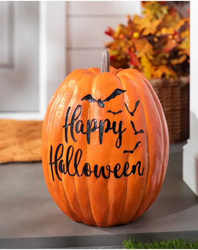 Outdoor Happy Wishes Pumpkin by Balsam Hill