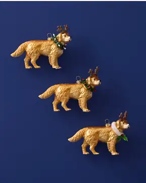 Christmas Golden Retriever Glass Ornament Set Christmas Golden Retriever Glass Ornament Set