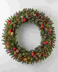 Vermont White Spruce Bordeaux Wreath 48in LED Clear by Balsam Hill SSC