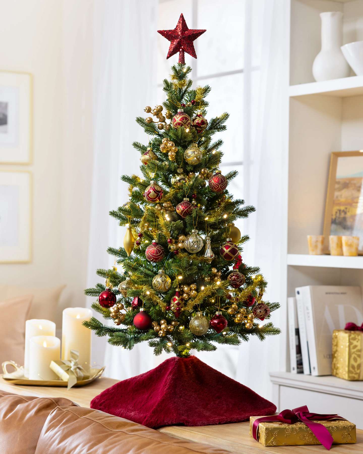 Balsam Hill 3-Foot Brilliant Bordeaux Decorated Artificial Christmas Tree Kit