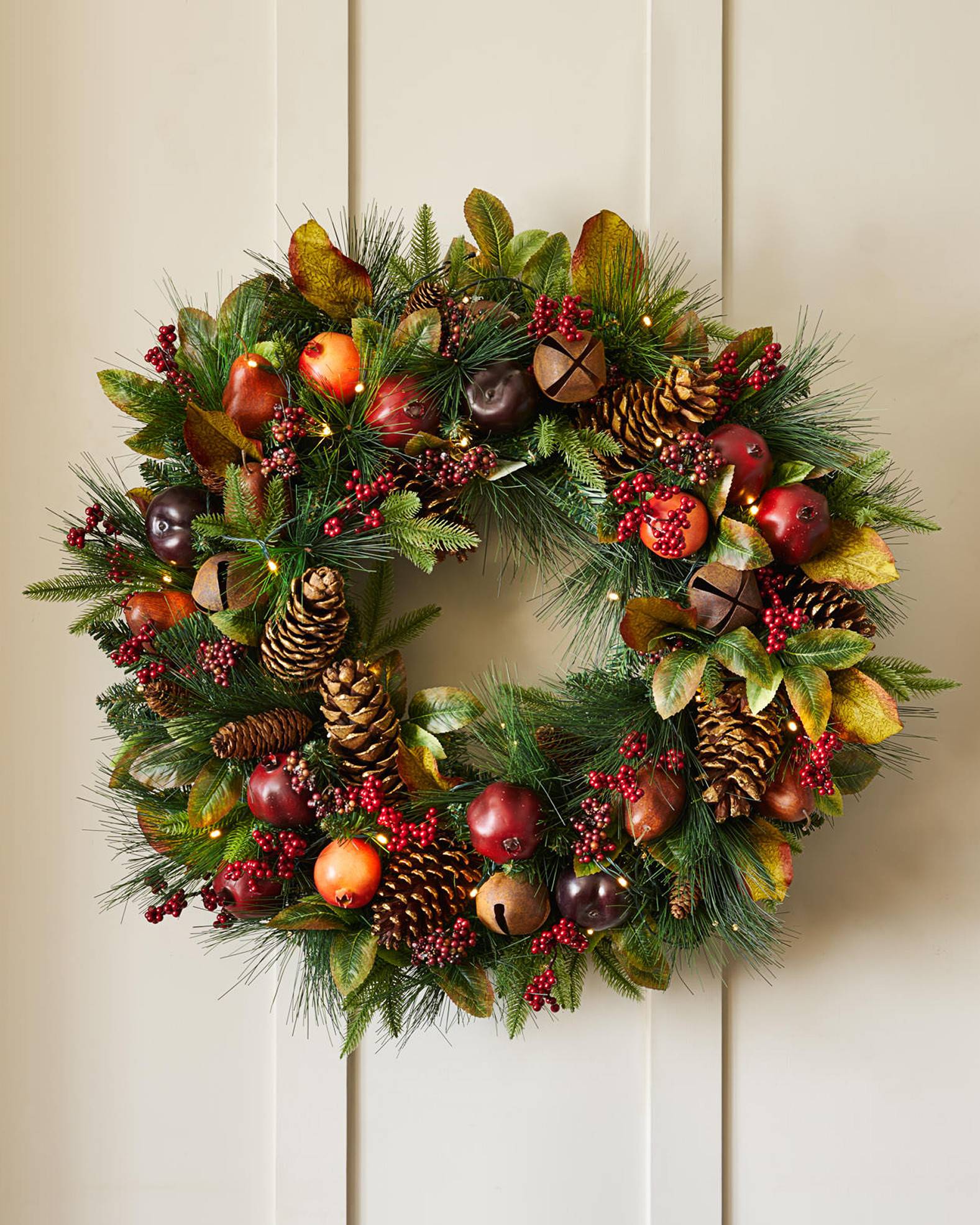 Luxury extra thick decorated garland christmas decoration, cream/gold Charlestown Decorated Christmas Wreath Garland | Balsam Hill