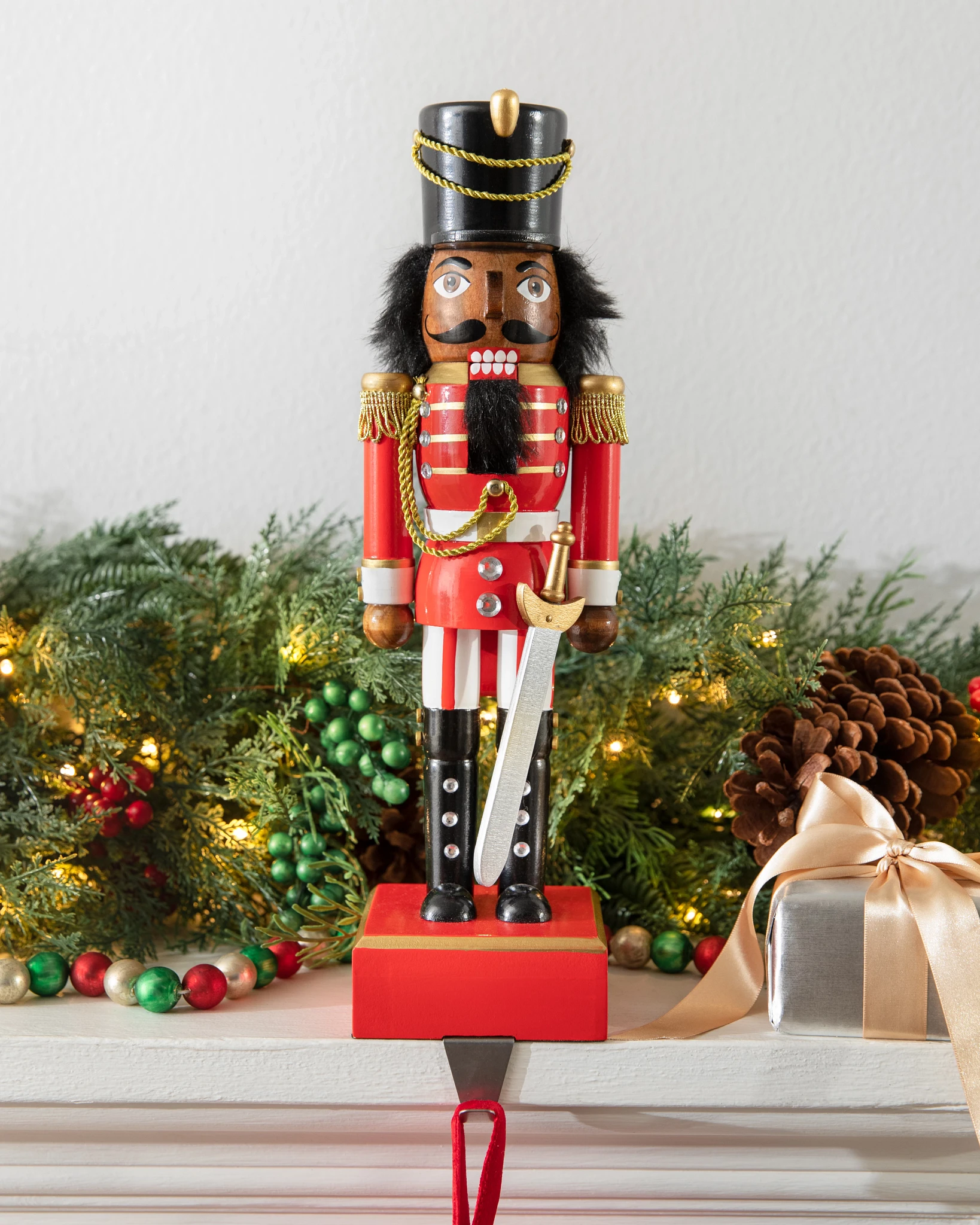 Black Nutcracker Palace Guard Christmas Stocking Holder | Balsam Hill