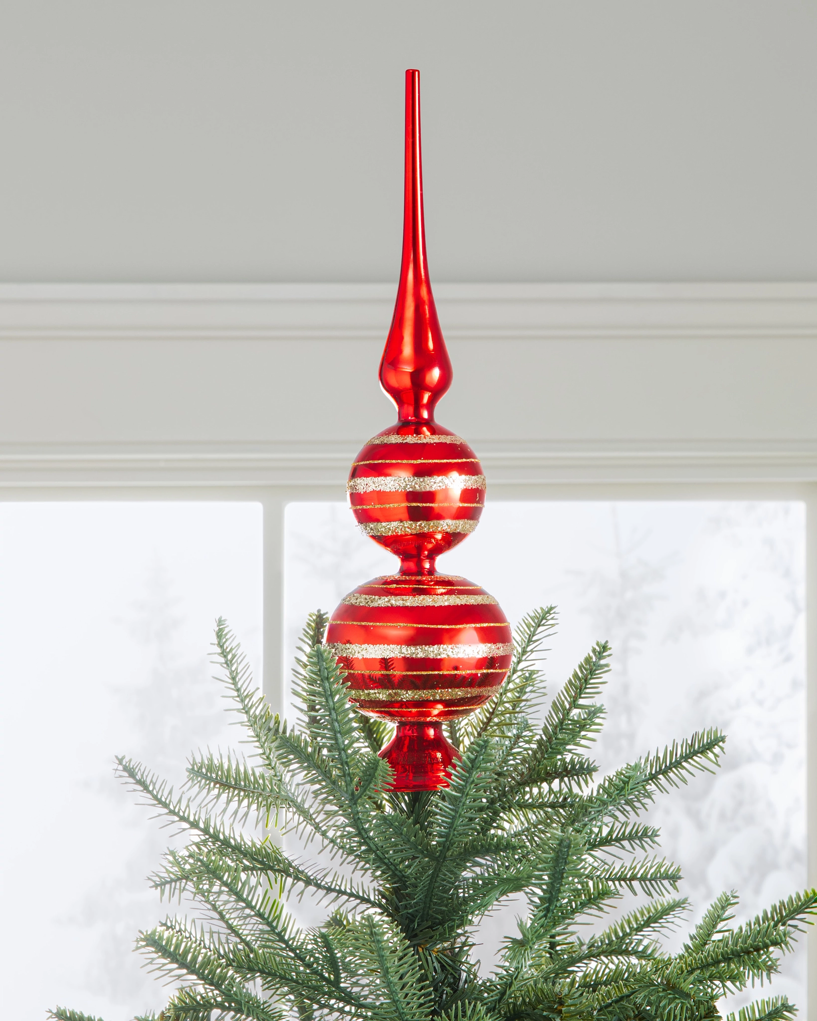 Christmas Charm Glass Finial Tree Topper | Balsam Hill