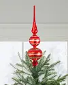 Red Christmas Charm Glass Finial Tree Topper by Balsam Hill