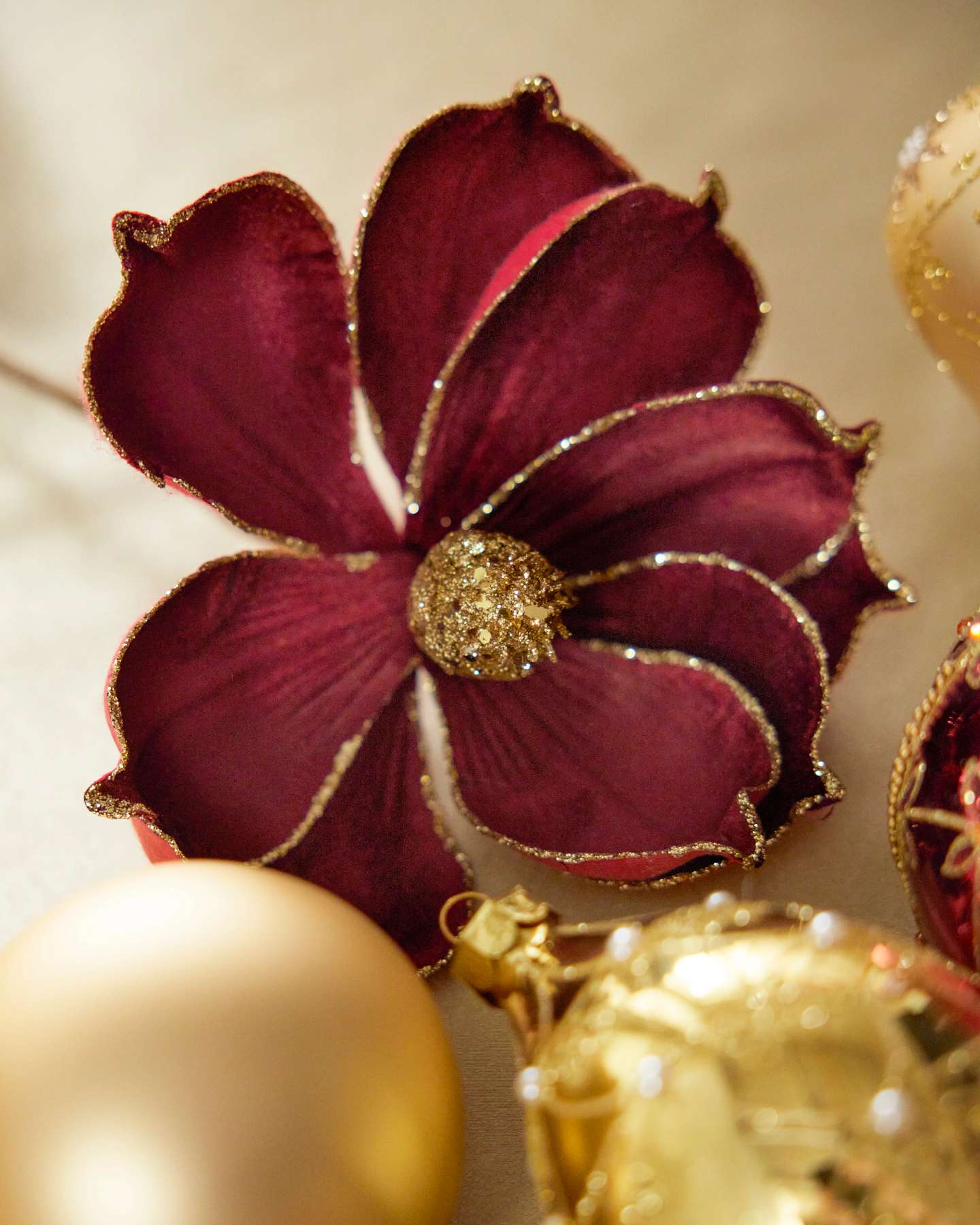 Burgundy Velvet Magnolia Christmas Picks, Set of 12