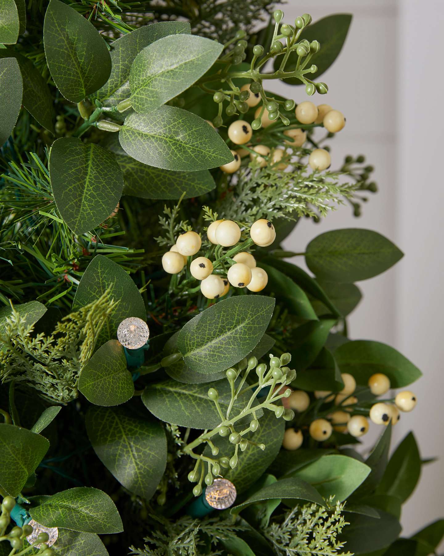 Balsam Hill 4ft Outdoor White Berry Cypress Potted Tree Close-Up Detail