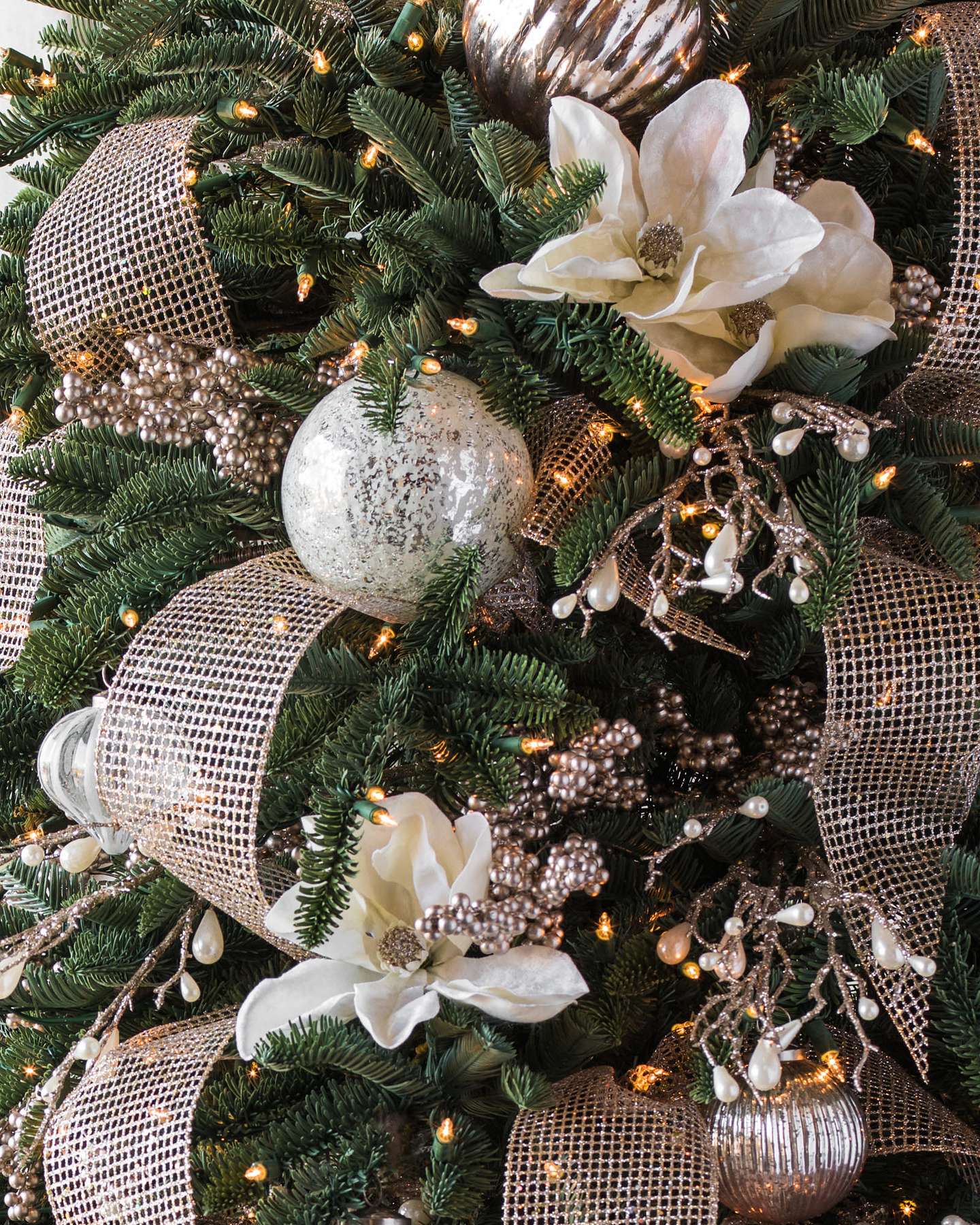 Balsam Hill French Country Christmas Ornament Set of 12 Tree Closeup Display