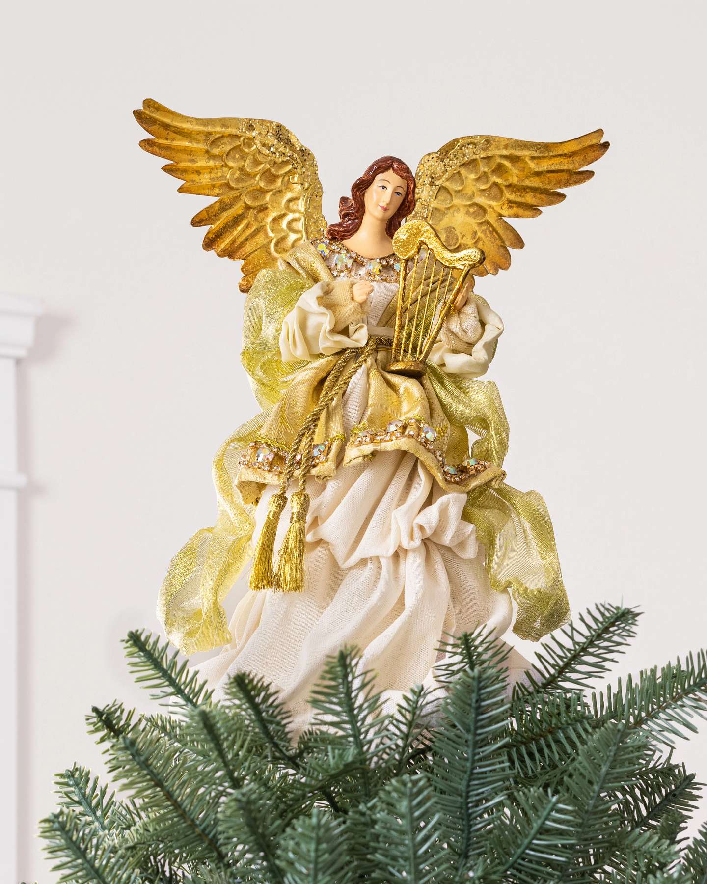 Balsam Hill 10-Inch Gilded White Angel Artificial Tree Topper Simple Holiday Elegance