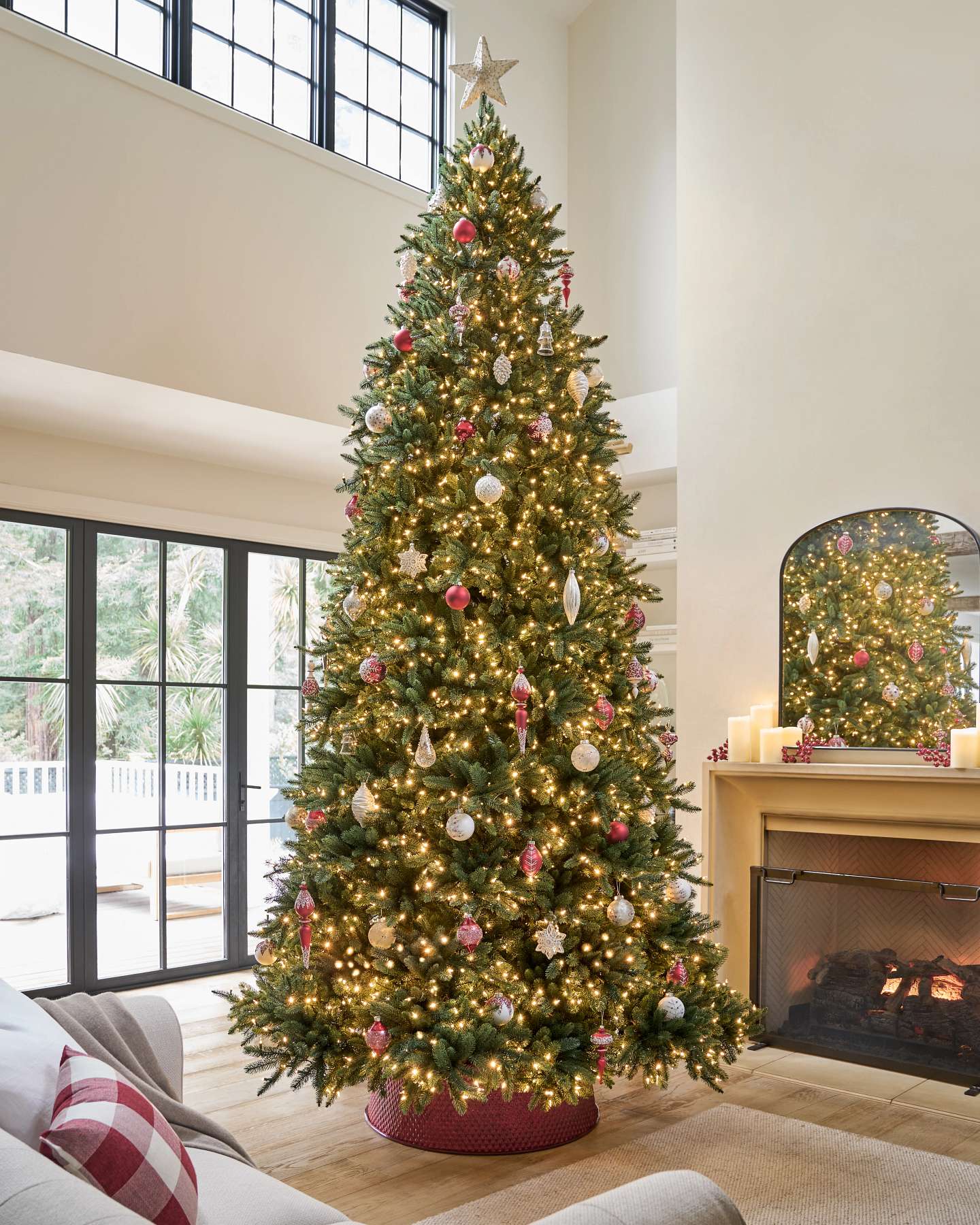 Balsam Hill Aspen Estate Fir Artificial Christmas Tree Lifestyle Fireplace Display