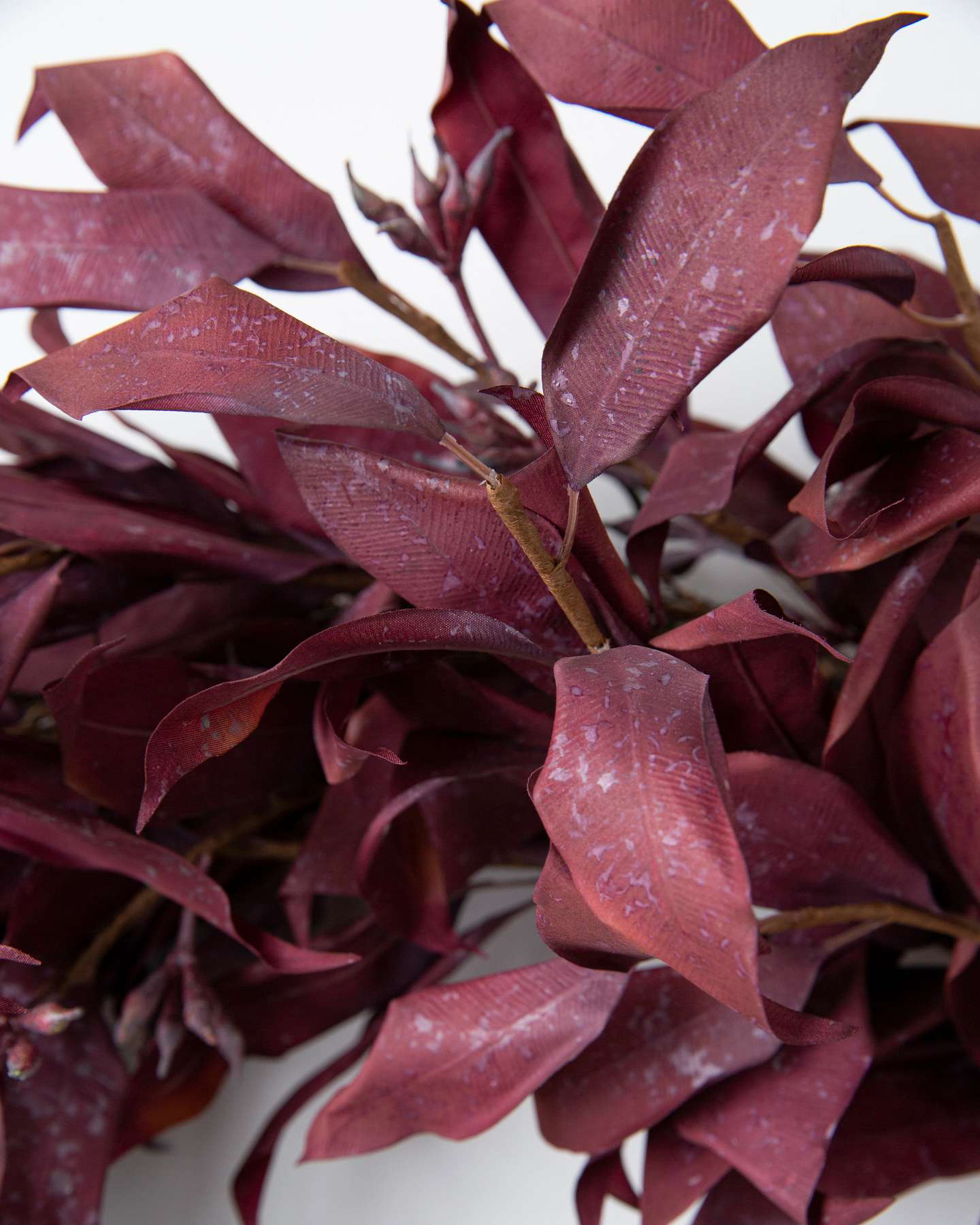 Balsam Hill Burgundy Leaves Artificial Christmas Wreath Unlit Foliage Closeup
