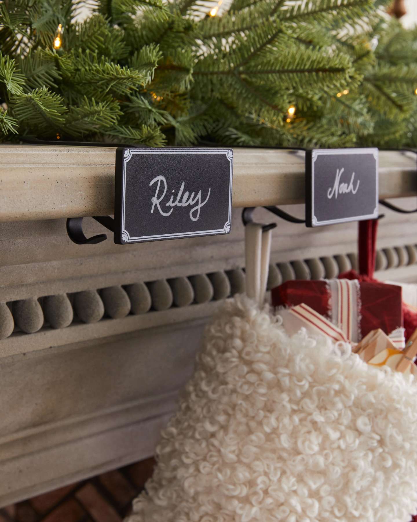 MantleClip® Stocking Holder with Clip-on Chalkboards, Set of 4