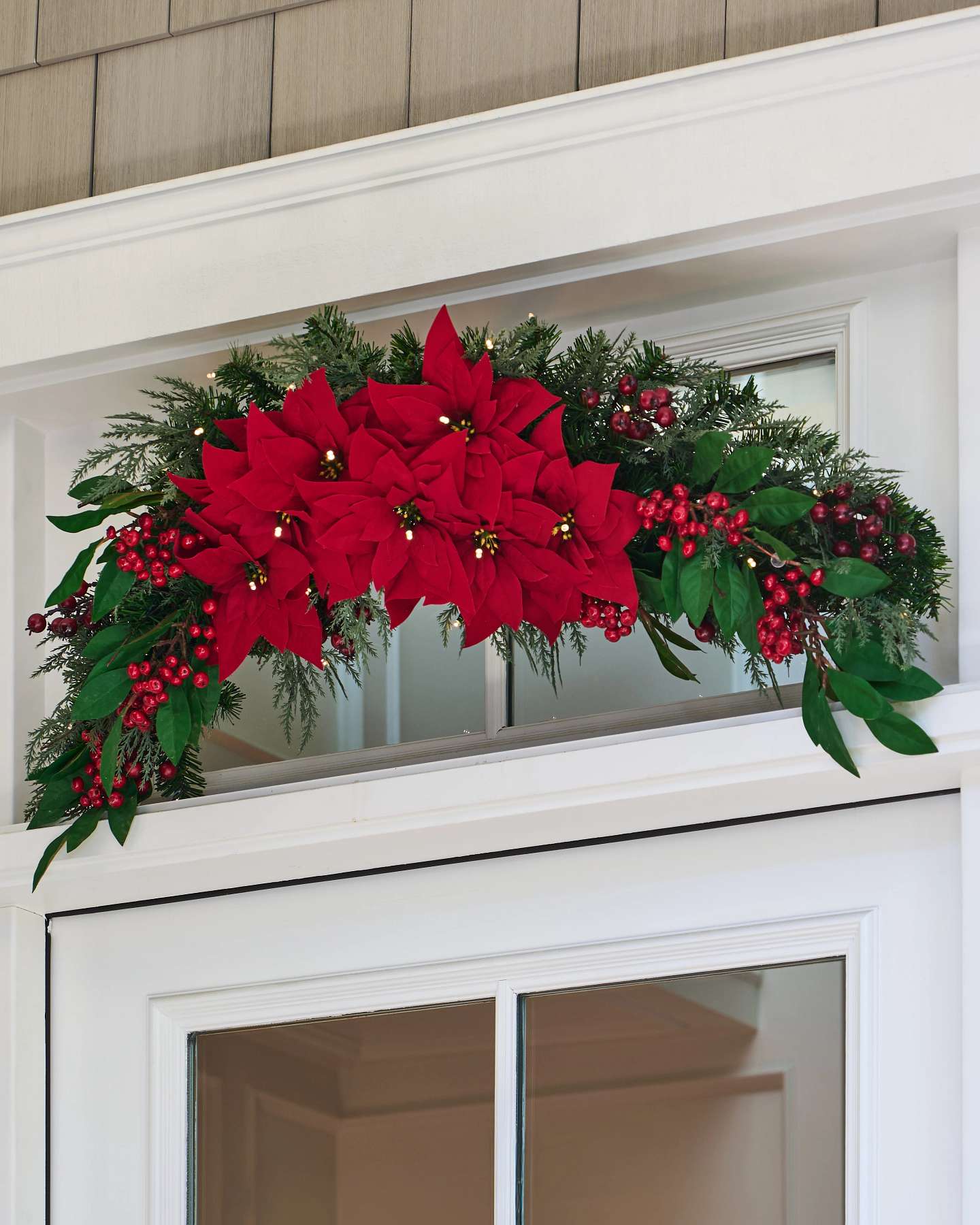 48" Poinsettia Berry Burst Swag