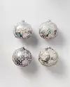 Pearlescent Blue Decorated Glass Ball Ornaments, Set of 4 by Balsam Hill SSC