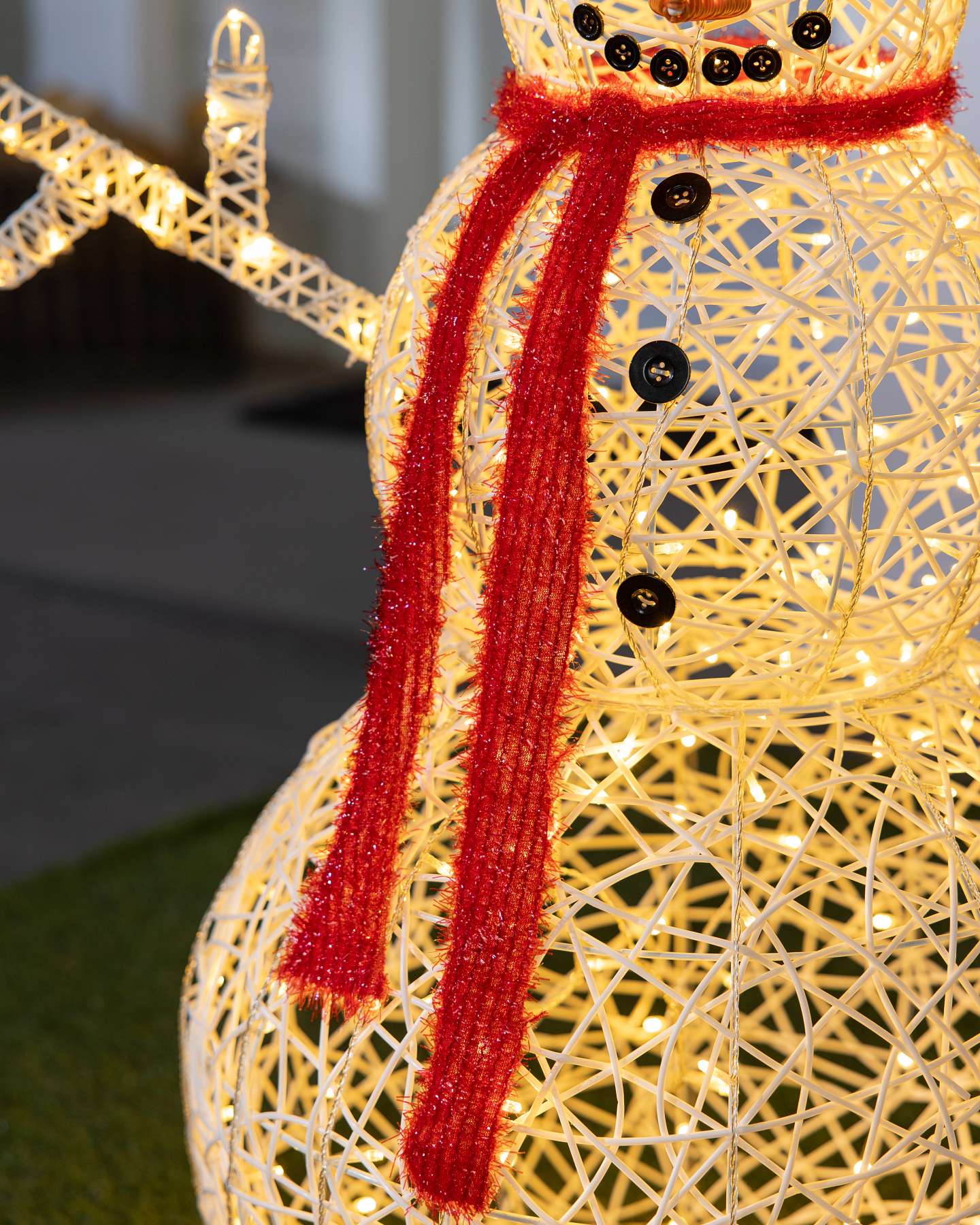 Balsam Hill Outdoor Lit Wintry Wonder Snowman Close-Up
