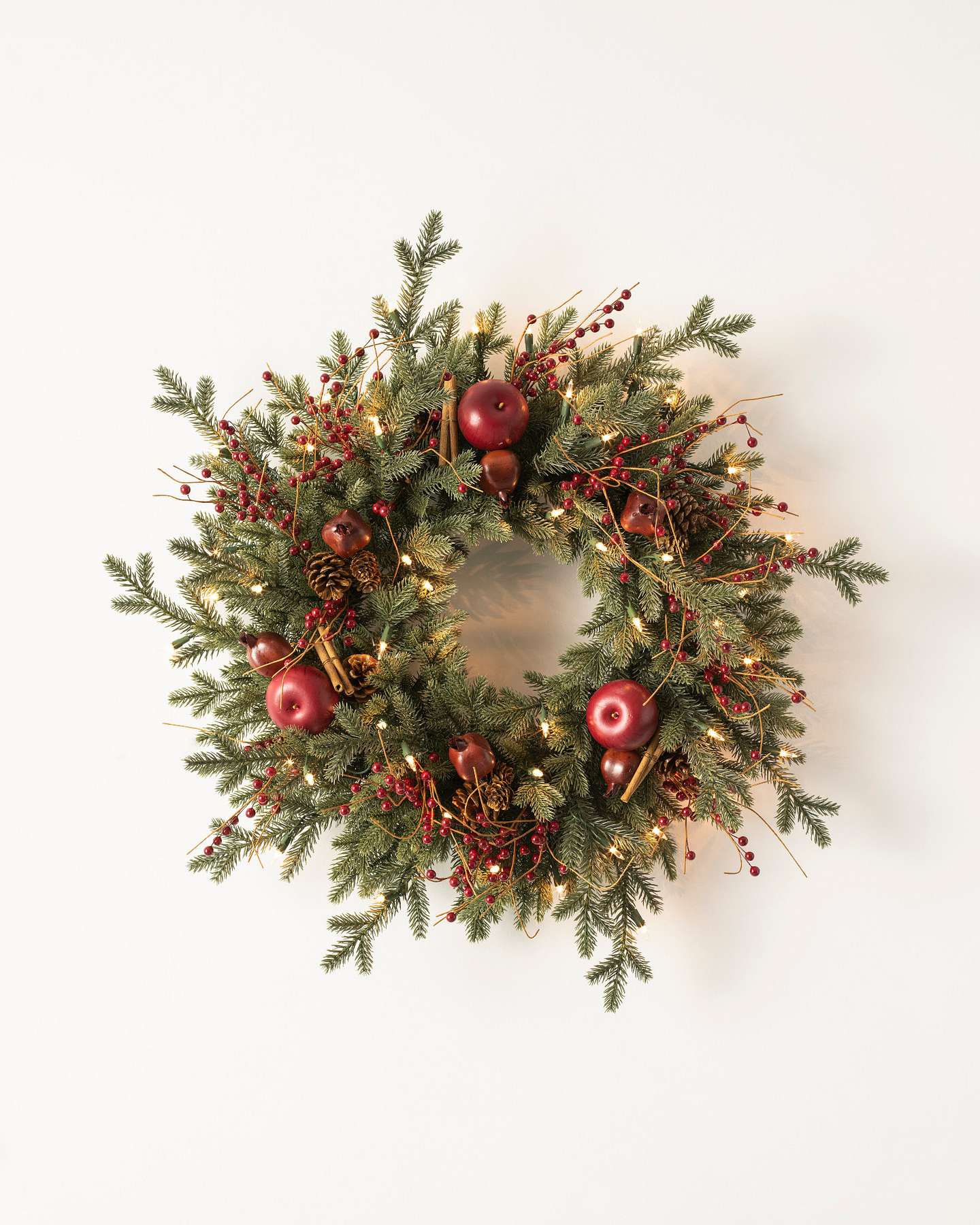 Balsam Hill Heritage Spice Christmas Wreath 66cm with LED Clear Lights