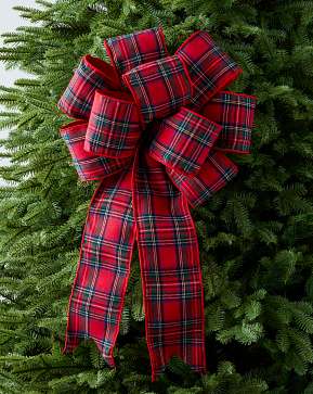 Red Tartan Pre-Tied Christmas Bow Set Red Tartan Pre-Tied Christmas Bow Set
