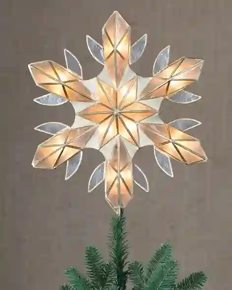 14in Capiz Snowflake Lighted Christmas Tree Topper by Balsam Hill SSC 20