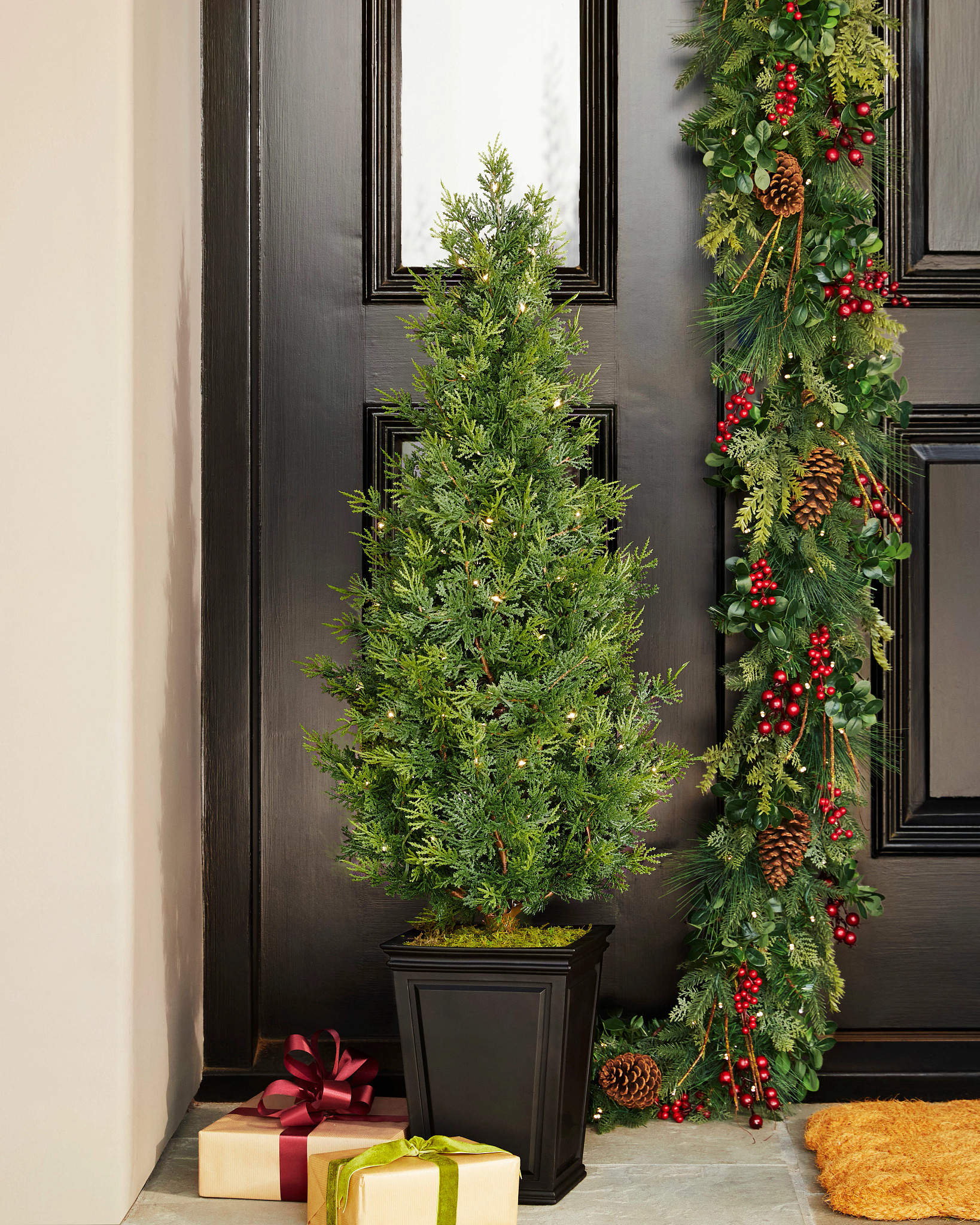 Lit Grand Cedar Potted Tree