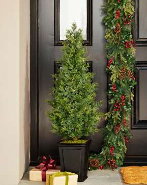Lit Grand Cedar Potted Tree Lit Grand Cedar Potted Tree