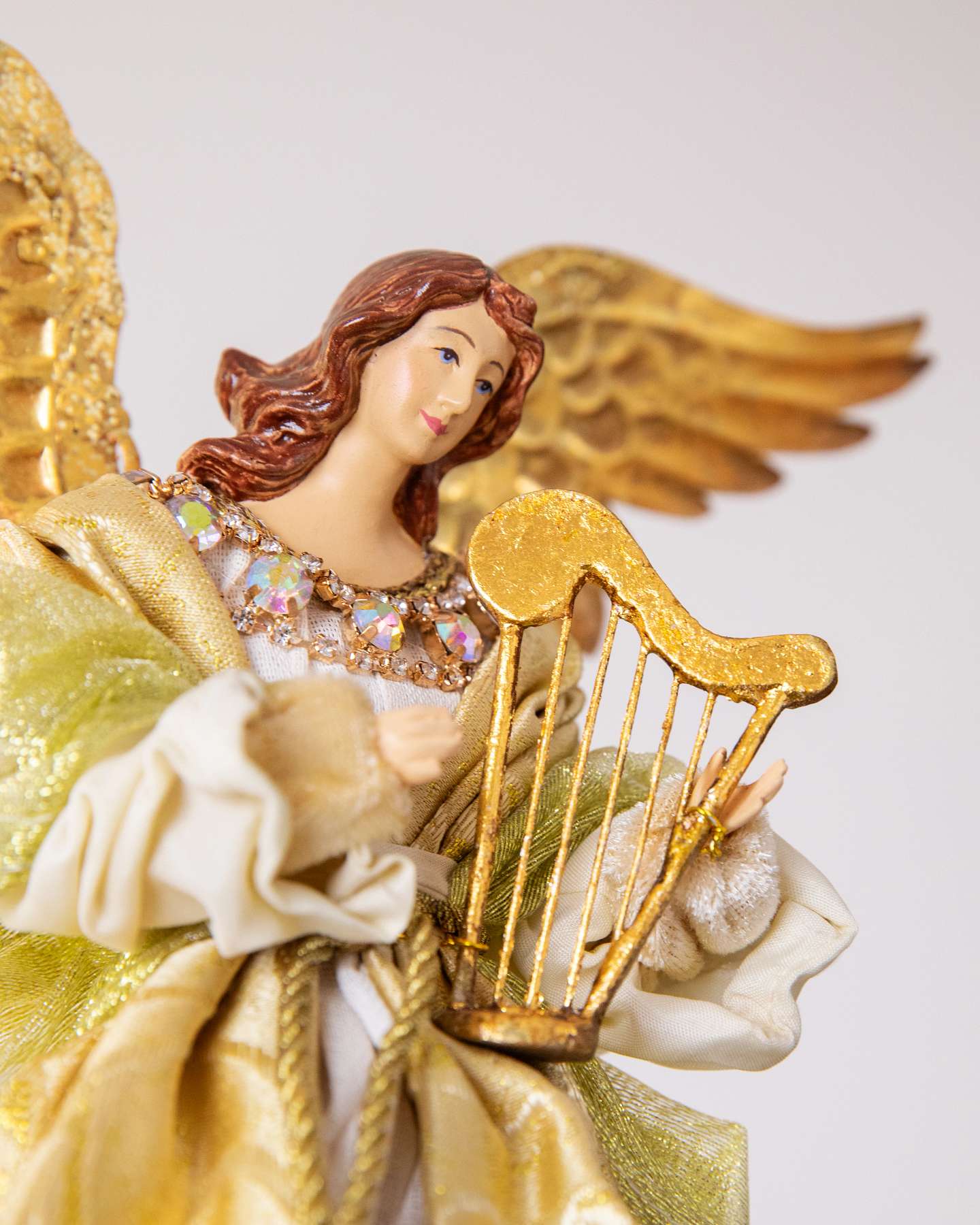 Balsam Hill 10-Inch Gilded White Angel Artificial Tree Topper Detailed Closeup