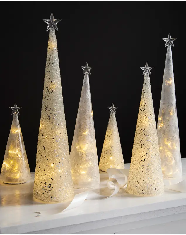 LED Glass Tabletop Cone Trees by Balsam Hill