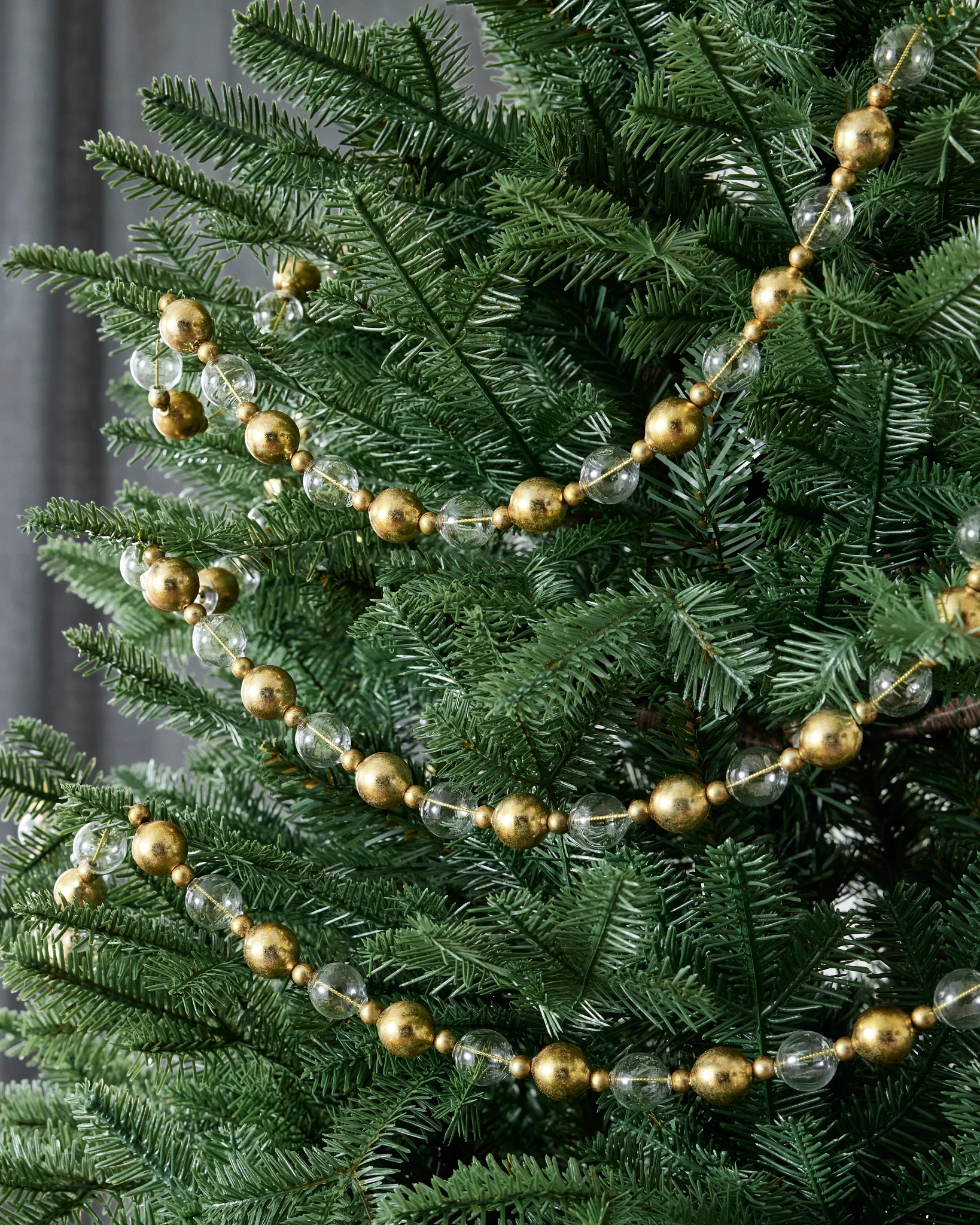 Crystal and Gold Beaded Christmas Tree Garland Set | Balsam Hill