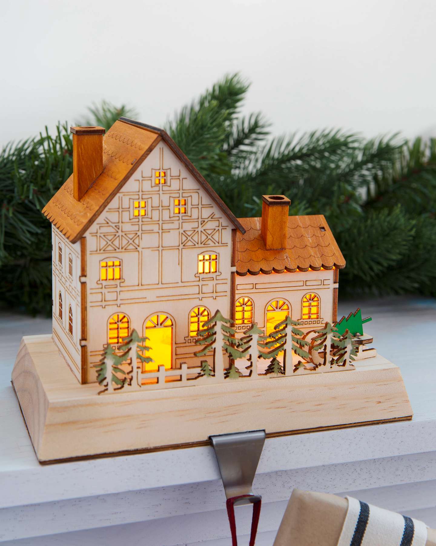 Balsam Hill Wooden Alpine Lodge Stocking Holder Product Showcase