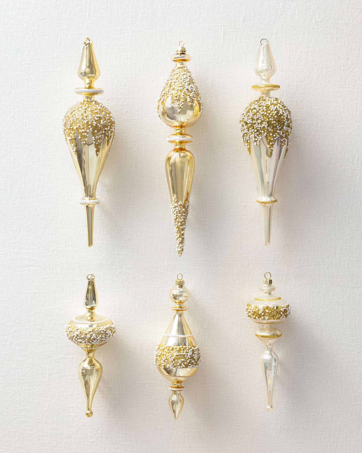 Balsam Hill Gilded Glory Beaded Finial Artificial Christmas Ornament Set Assorted Styles