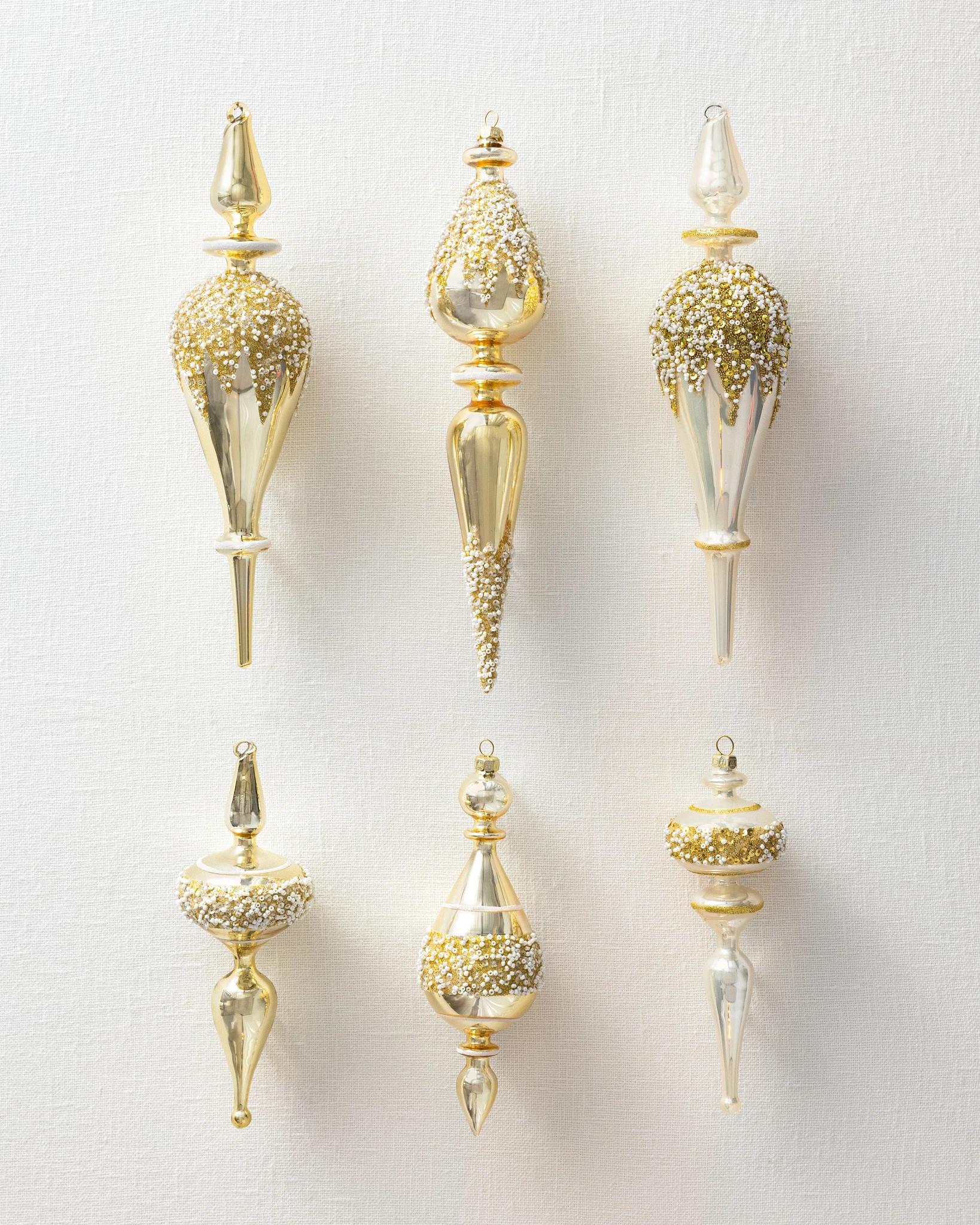 Gilded Glory Beaded Finial Ornament Set