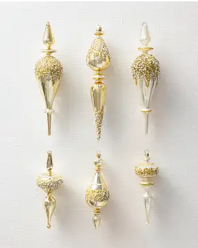 Gilded Glory Beaded Finial Ornament Set Gilded Glory Beaded Finial Ornament Set