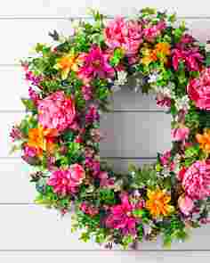 34in Outdoor Radiant Peony Wreath by Balsam Hill