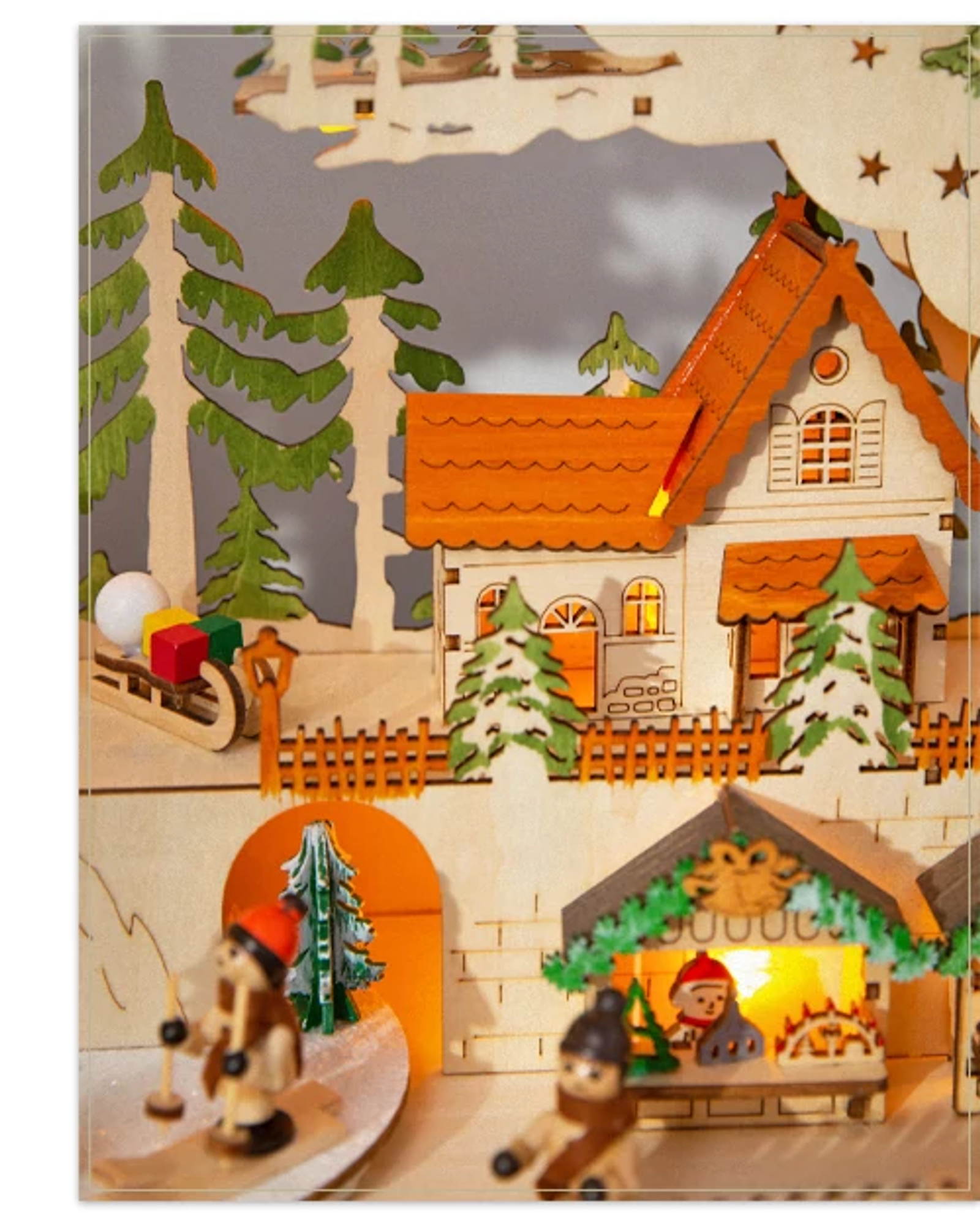 Village de Noël en bois animé