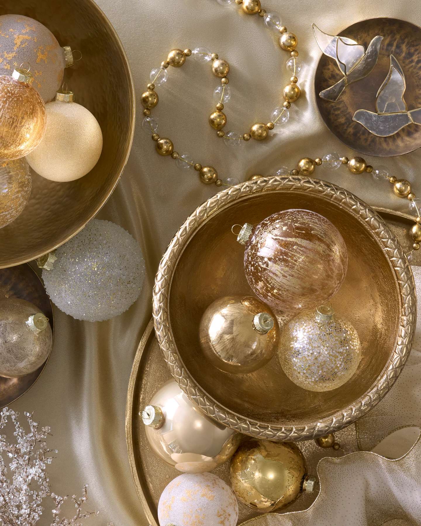 Balsam Hill Golden Glow Christmas Ornament Set of 24 with Gold and Silver Accents