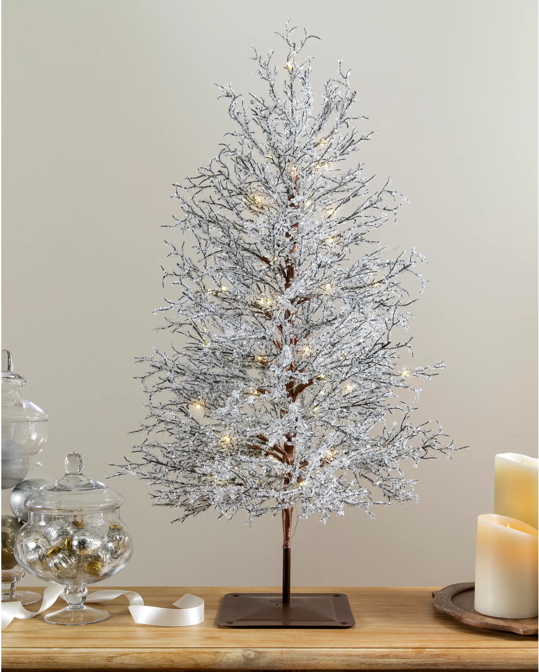 Lit Icy Crystal Branch Tree