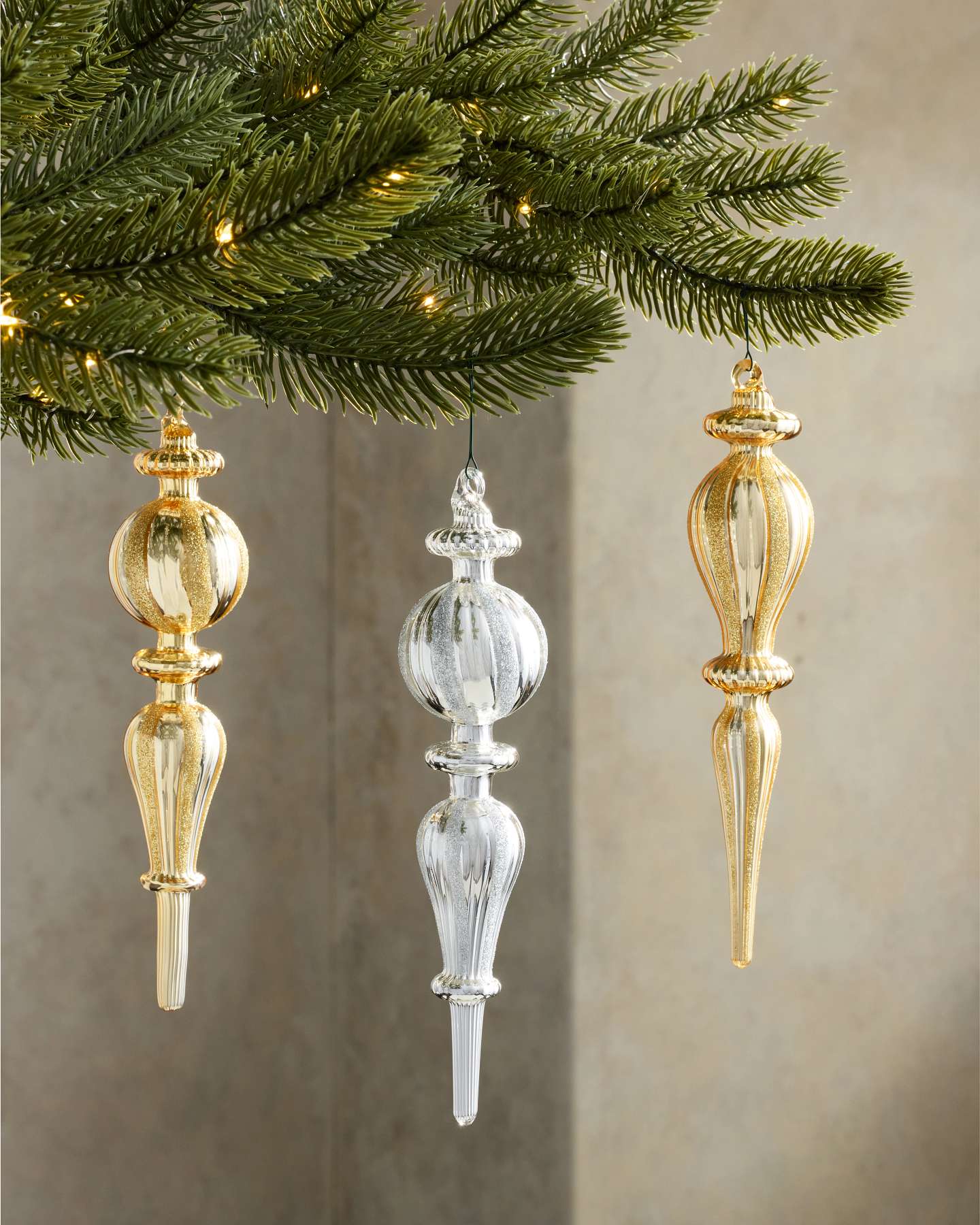 BH Heritage Jewelled Finial Baubles, Set of 8